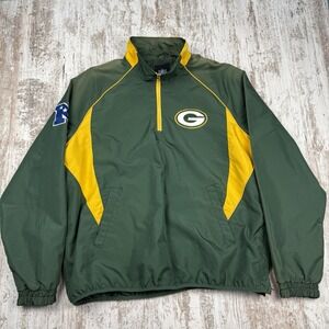 NFL Mens Green Bay Packers‎ 1/4 Zip Jacket Coat Football Size XL Embroidered